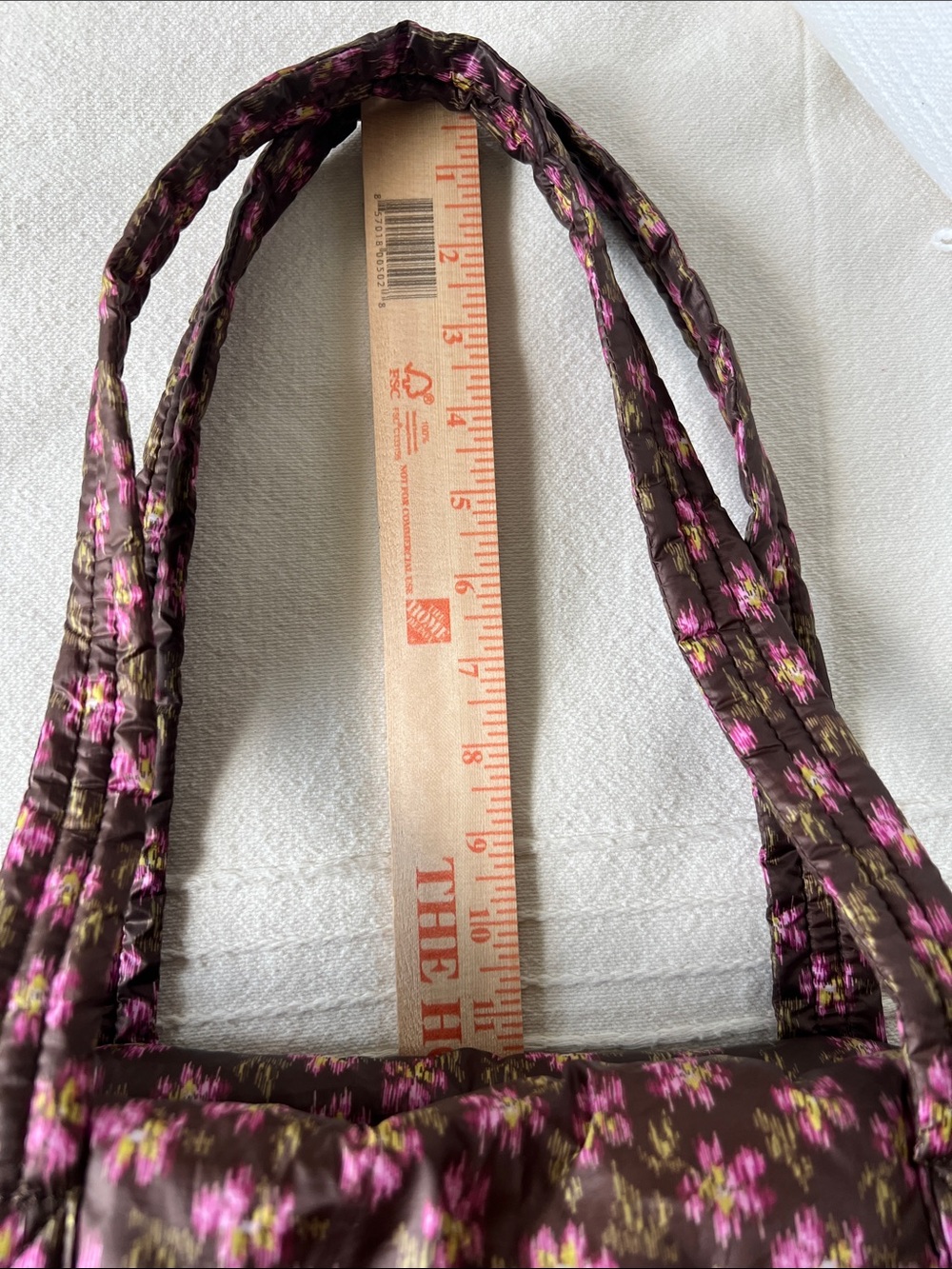 Land’s End Quilted Floral Tote Bag - Chocolate Brown & Pink - Picture 7 of 15
